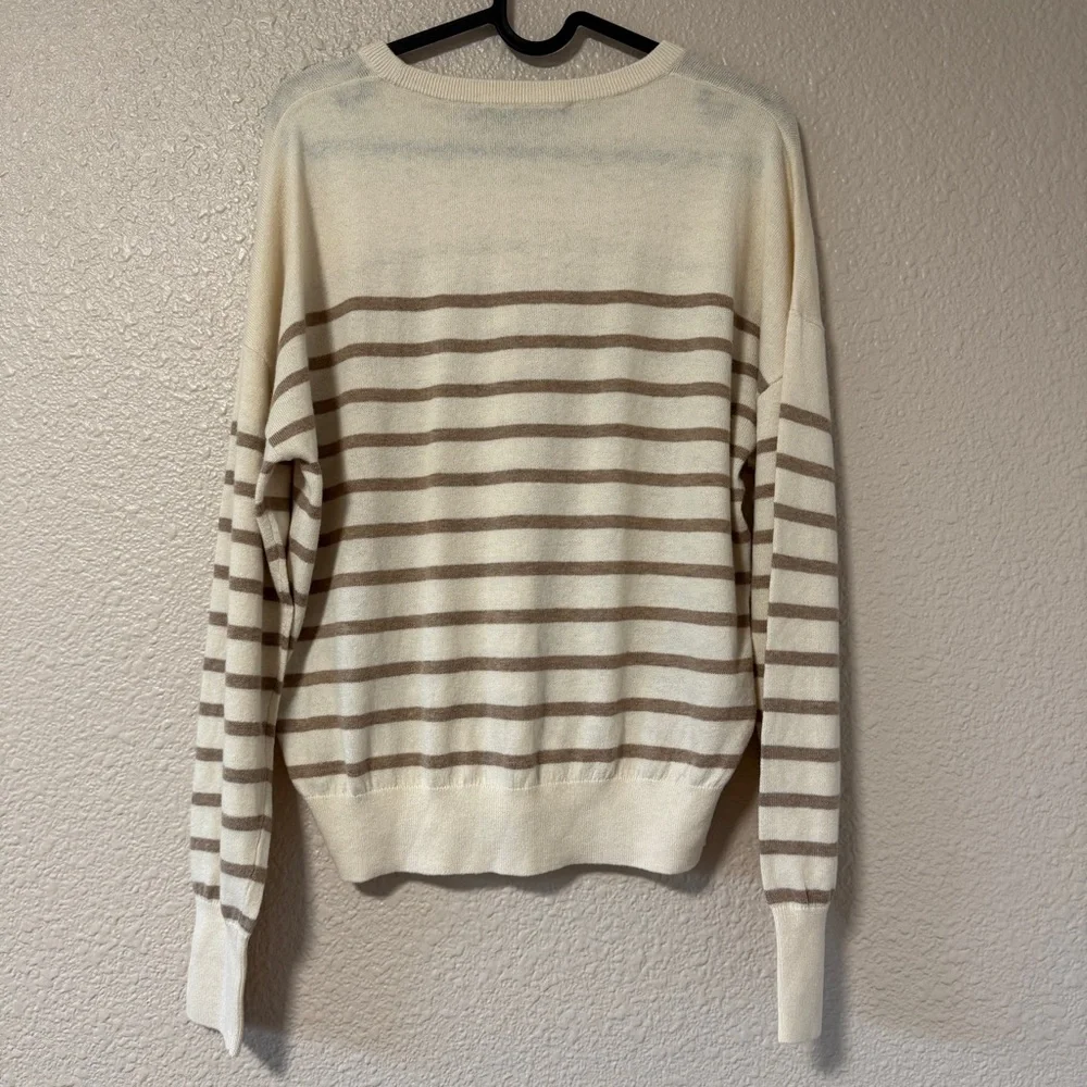 NWOT Jenni Kayne Avery Crewneck Sweater Stripe Cotton Merino Ivory Neutral XS - Picture 10 of 10